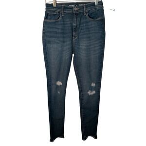 Old Navy Rockstar Jeggings Extra High Rise Dark Wash Distressed Raw Hem Size 18